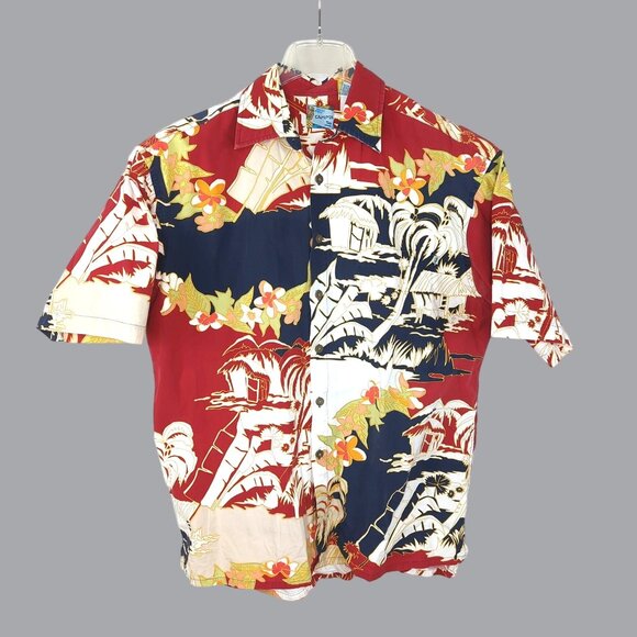 Vintage Campta Hawaiian Shirt Medium Red Blue - Picture 1 of 7